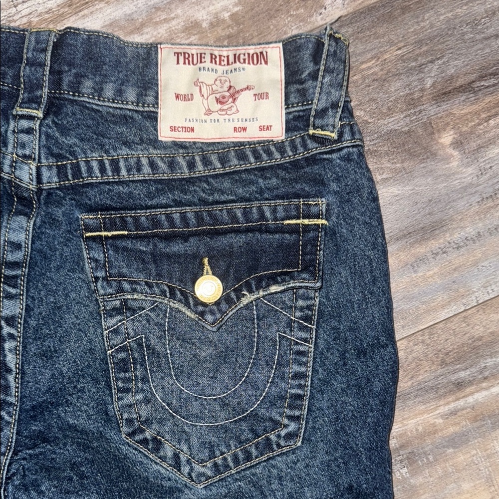 True Religion Dark Blue Denim Shorts - Picture 3 of 5